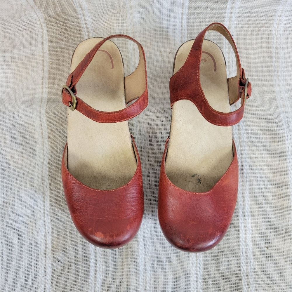 Dansko Red Mary Jane Clogs with Buckle - Picture 3 of 7